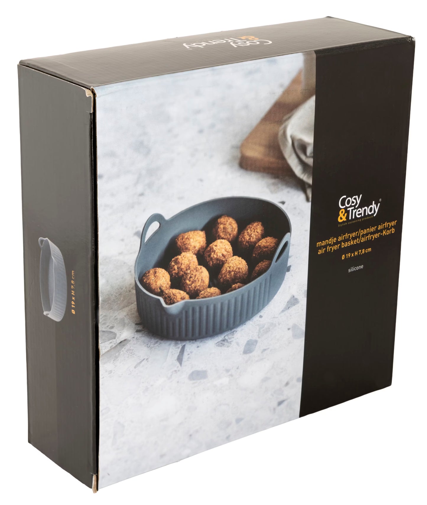 Cosy & Trendy Airfryer-Korb aus Silikon Dunkelgrau – Ø19 × H7,8 cm