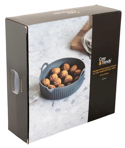 Cosy & Trendy Airfryer-Korb aus Silikon Dunkelgrau – Ø19 × H7,8 cm