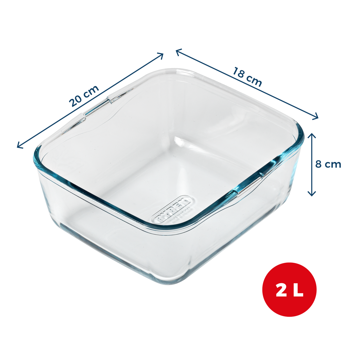 Pyrex Glasform mit abnehmbarem Griff, groß | 20 x 18 x 8 cm