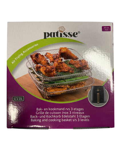 Patisse Edelstahl-Kochkorb – 3 Ebenen | 20 cm | Für XL & XXL Airfryer